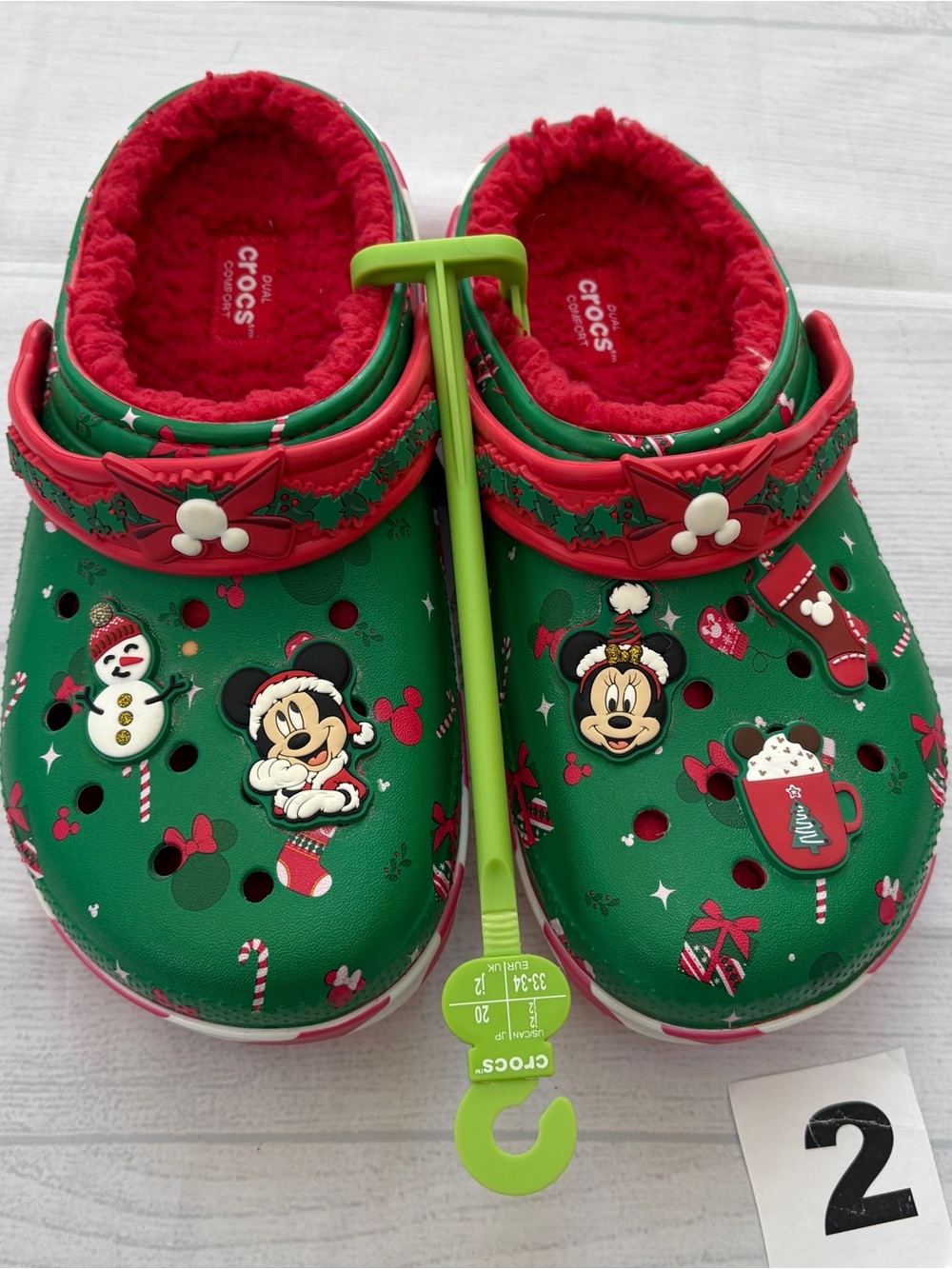 CROCS Green Holiday Clogs with Mickey Mouse